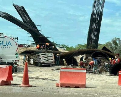 Colapso de estructuras en zona de trabajos del tren maya cerca de Huay Pix, Quintana Roo